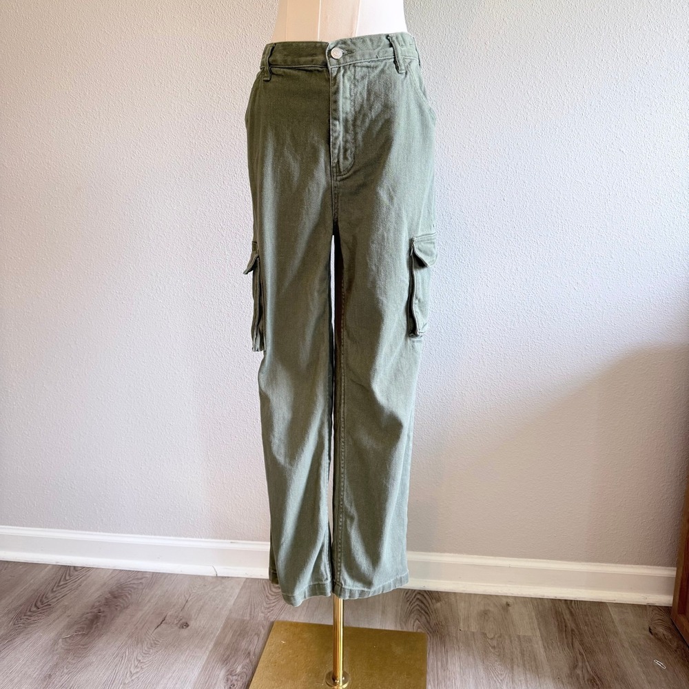 PacSun Stretch Dad Jean Cargo Pants Olive Green Women 28 Gorpcore Relaxed Casual